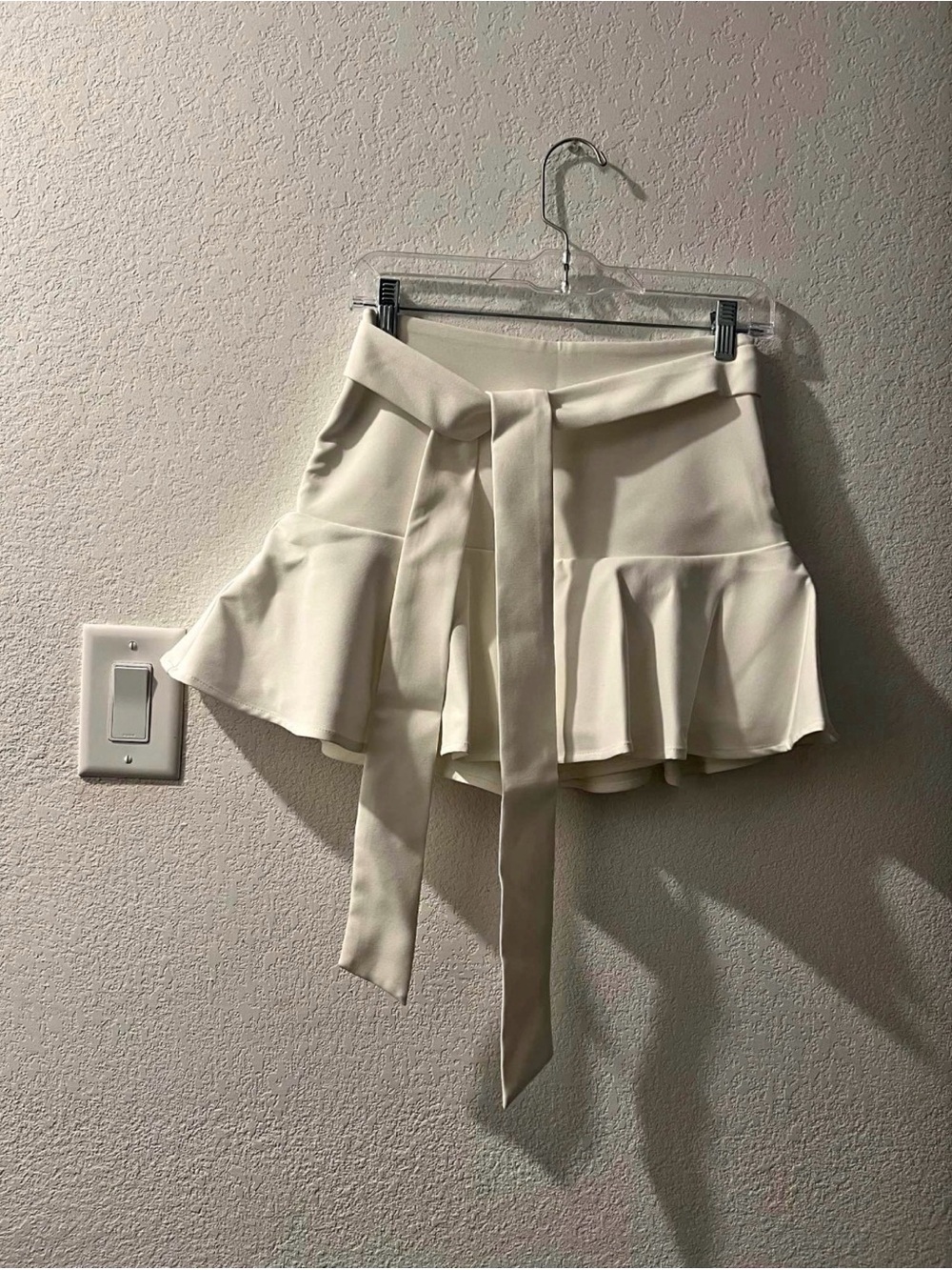Endless Rose Cream Tie-Waist Ruffle Skater Skirt